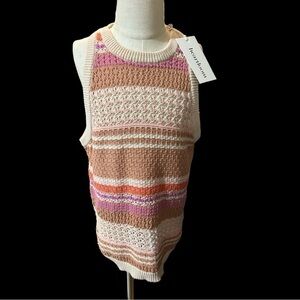 Heartloom‎ Striped Crochet Kenzie Tank Top Size M NWT